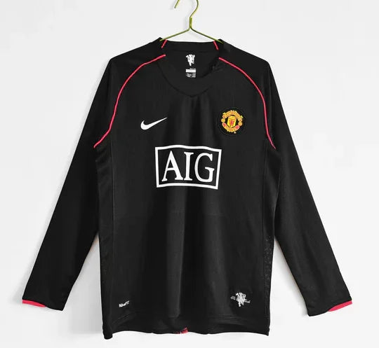 Camiseta 07-08 Manchester United Segunda Equipación Manga Larga