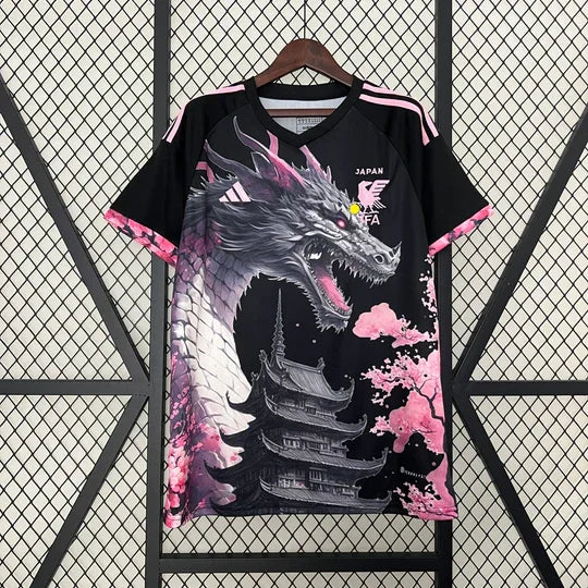 Camiseta Japón temporada 2023-2024 edición especial dragón negro et rosa