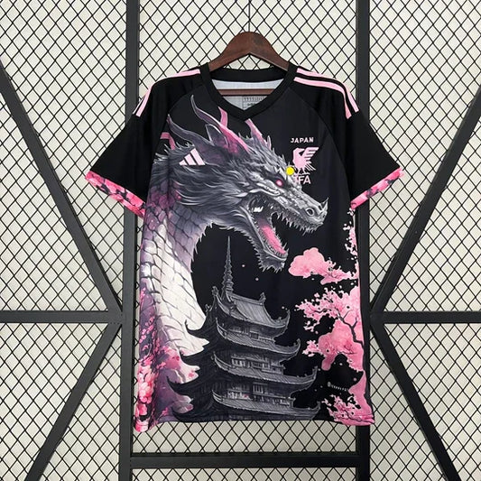 Camiseta Japón temporada 2023-2024 edición especial dragón negro et rosa